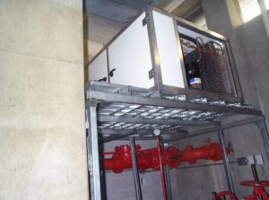 Indoor Condensing Unit - Mounted in adjacent Sprinkler Room